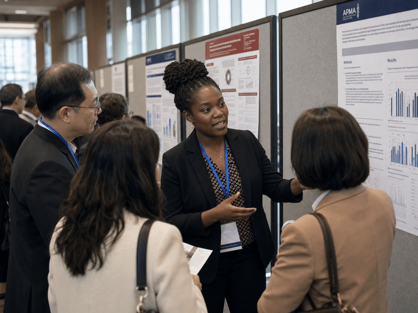 APMA delegates critically discussing medical research findings
