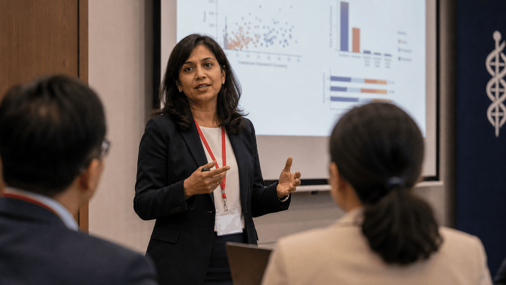 APMA researcher presenting evidence to professional colleagues