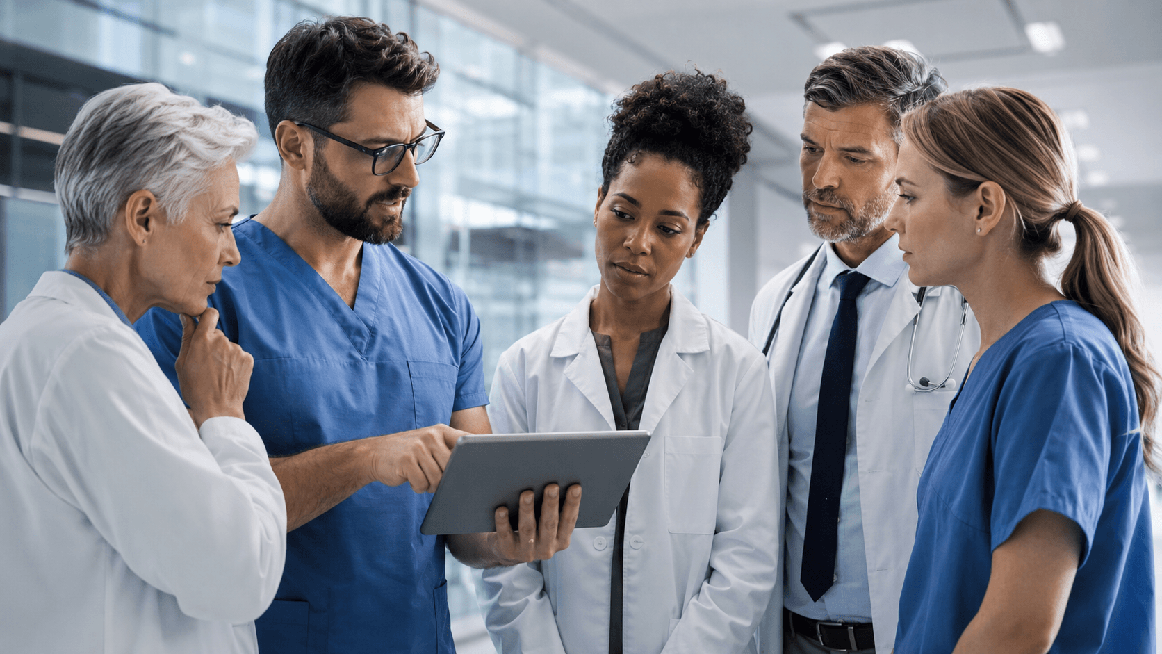 Medical professionals reviewing public health education materials