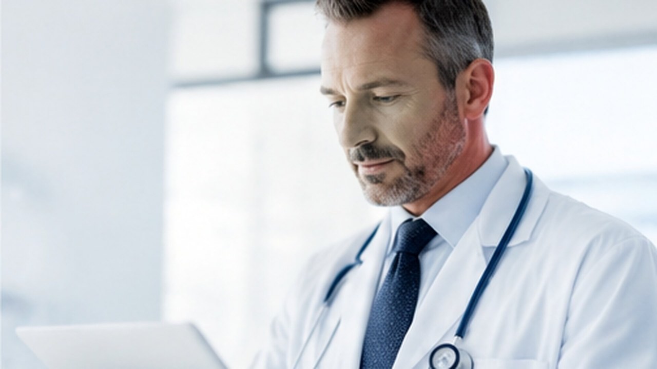 Clinical Informatics Committee visual showing clinical data review on a medical workstation