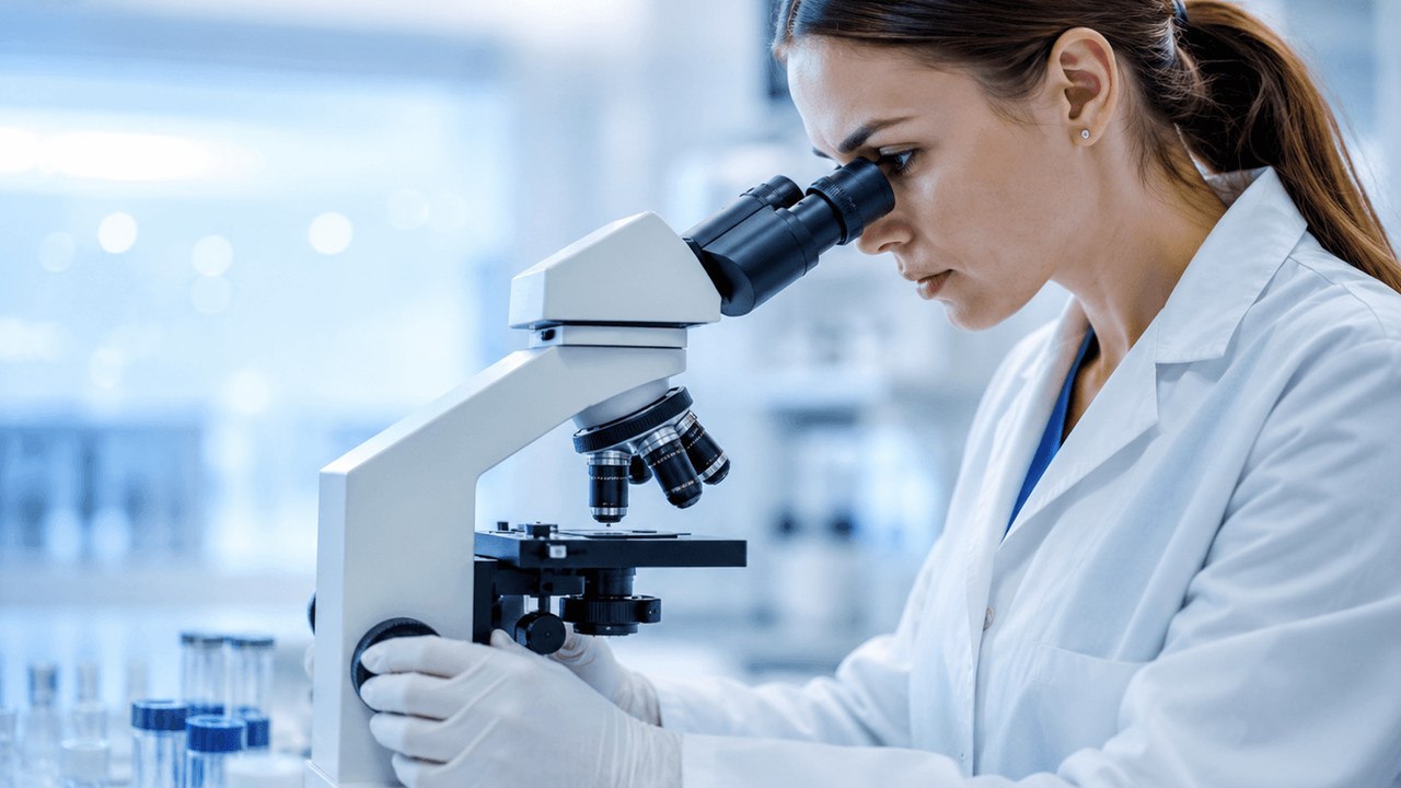 Forensic Medicine Committee visual showing microscopy and laboratory analysis