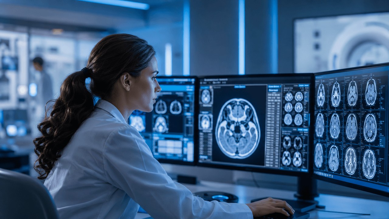 Nuclear Medicine Committee visual showing advanced diagnostic imaging workstation